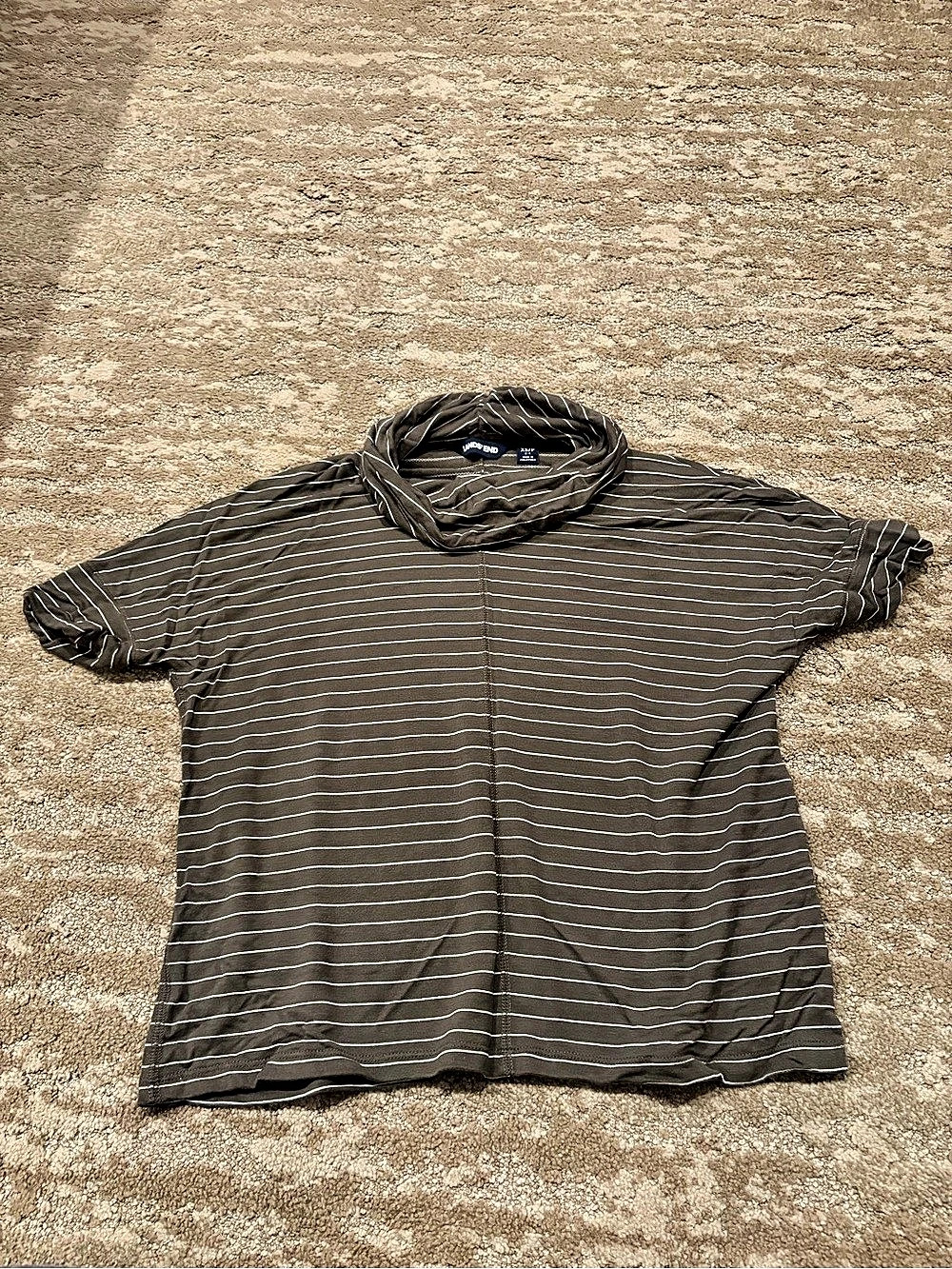 LANDS' END Striped Short Sleeve Top in Gray & White Size XS (2-4)